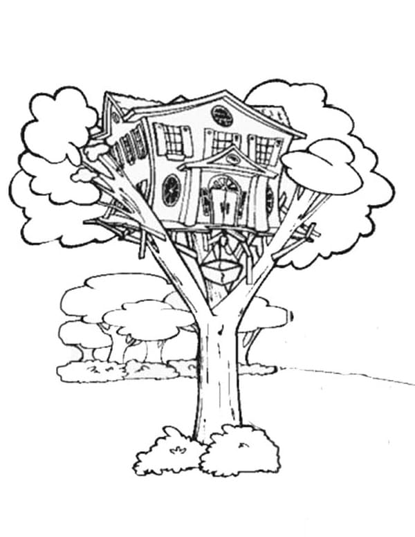 Perfect treehouse coloring page