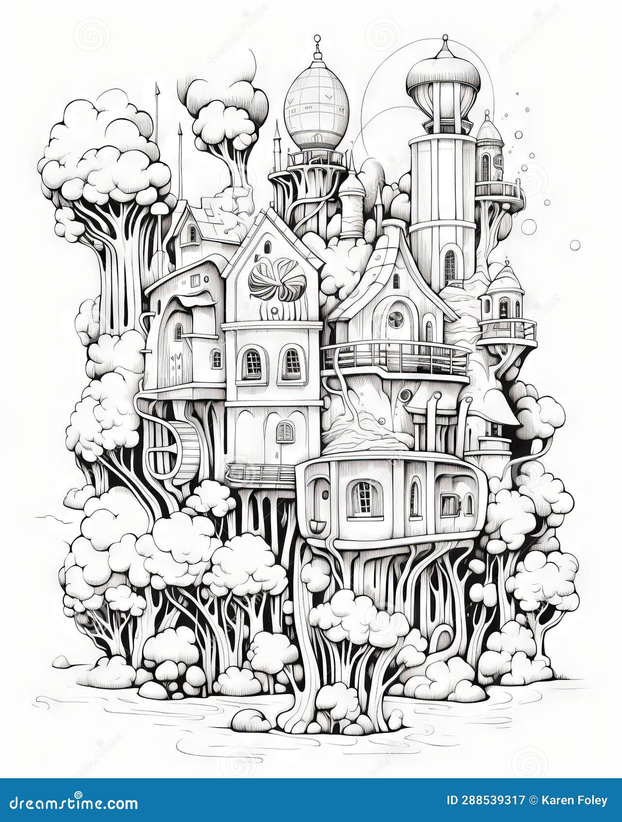 Treehouse coloring stock illustrations â treehouse coloring stock illustrations vectors clipart