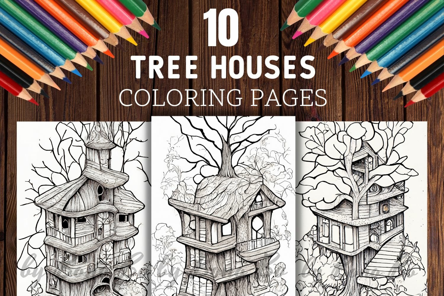 Tree houses coloring pages