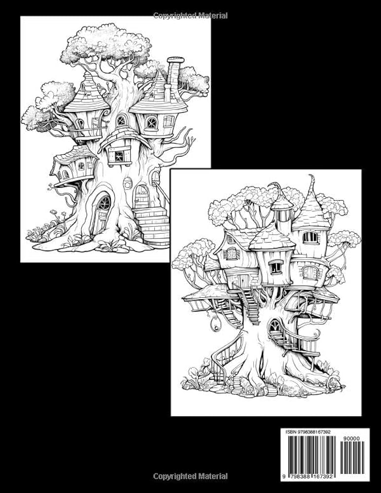 Whimsical tree houses coloring book a coloring book full of fairytale treehouses clark tony books