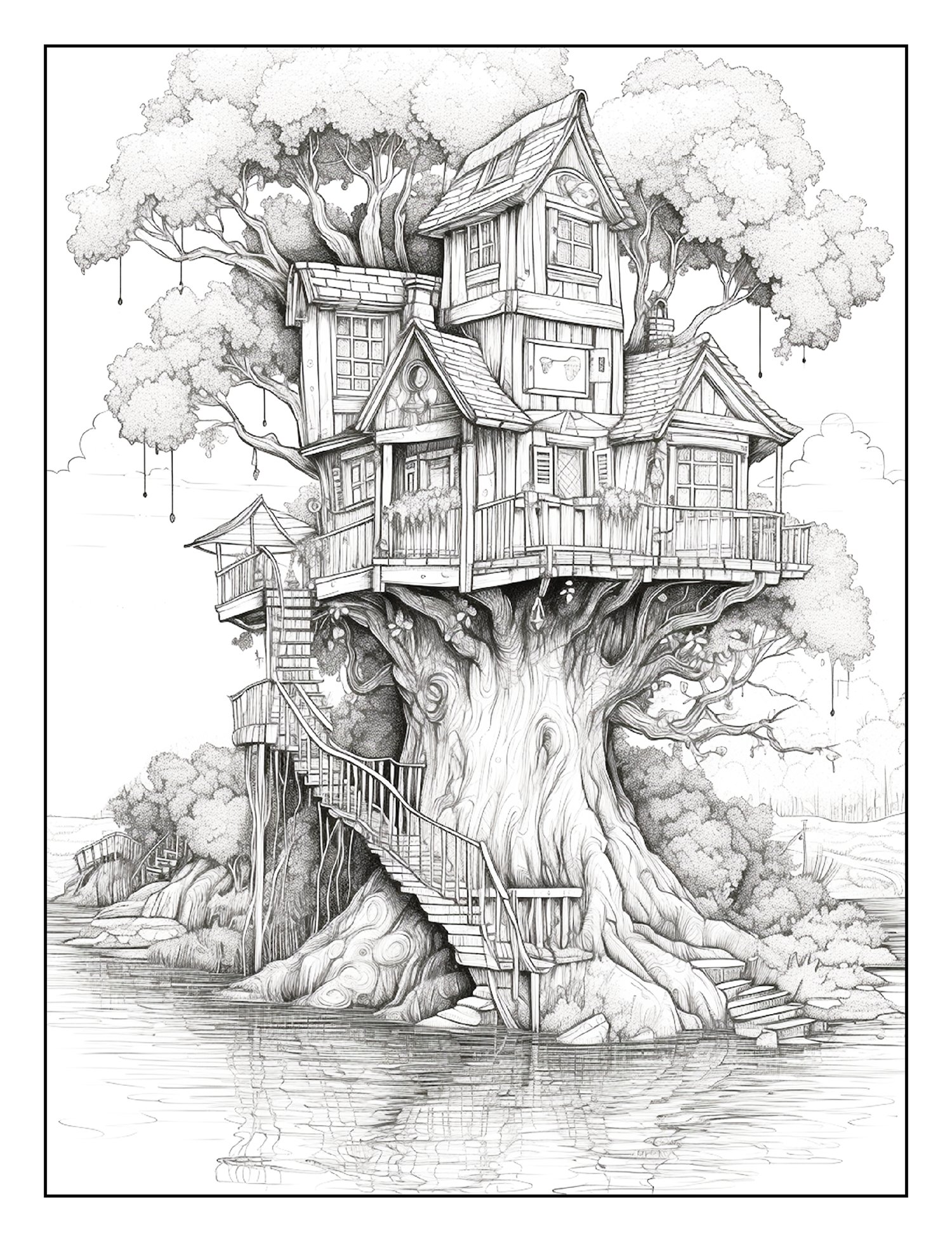 Fairy treehouse coloring book