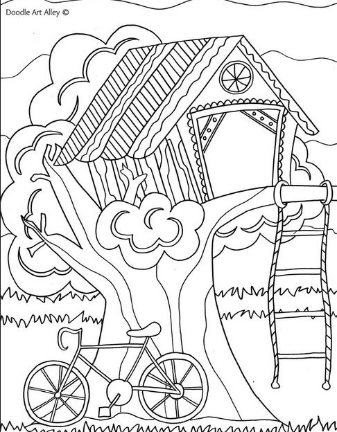 Treehouse coloring page