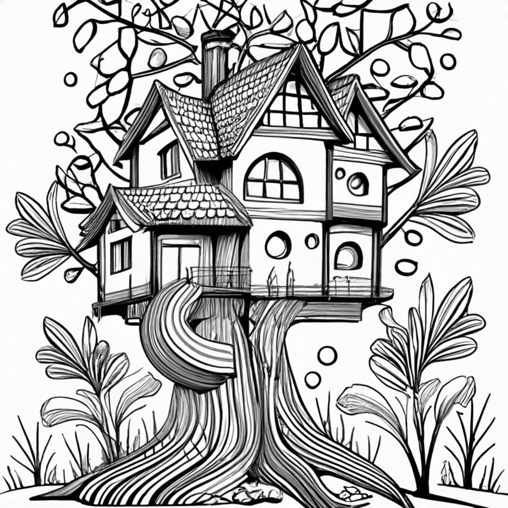 Coloring pages of tree houses free download