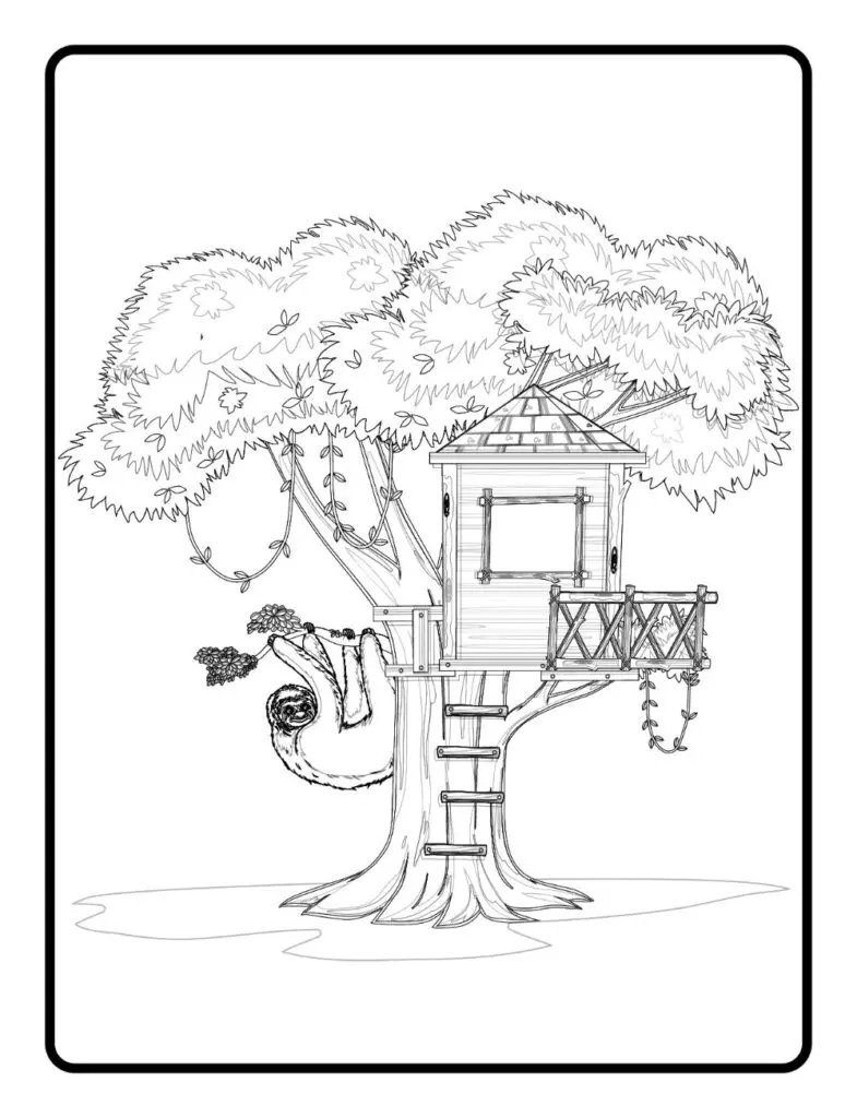 Free tree house coloring pages for download printable pdf