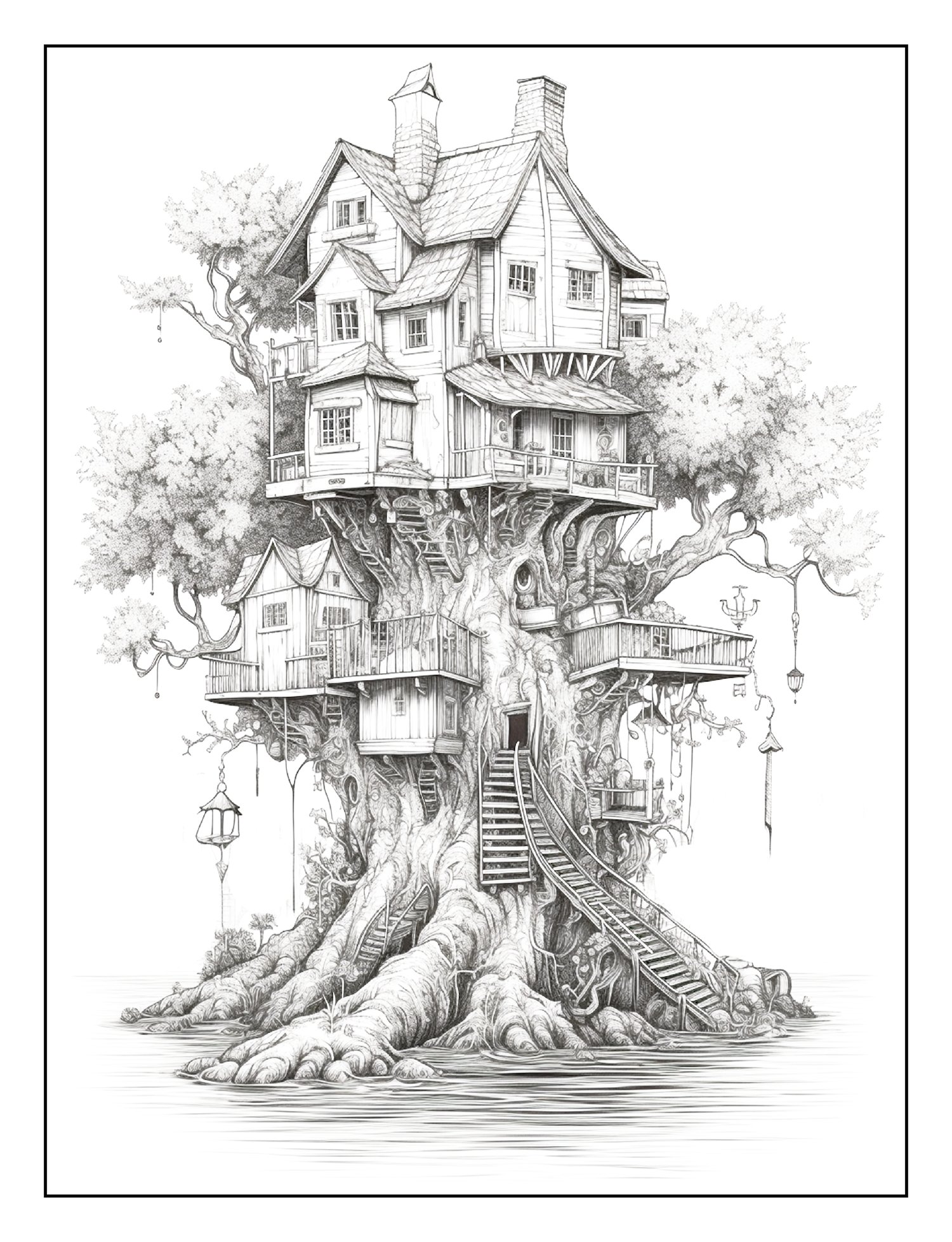 Fairy treehouse coloring book