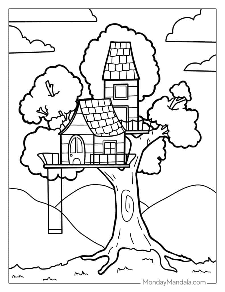 House coloring pages free pdf printables