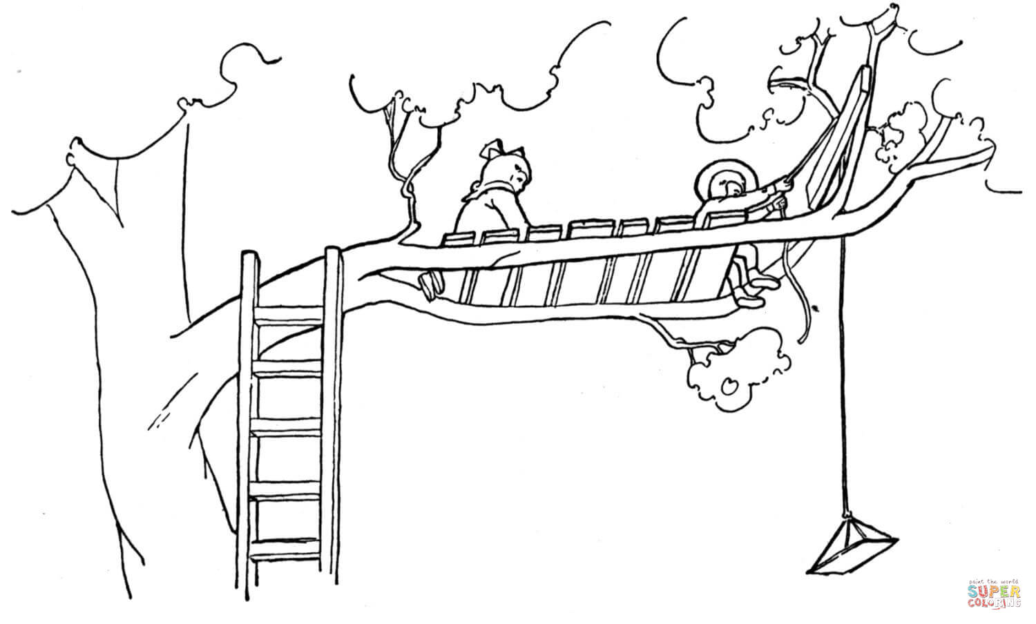 Treehouse coloring page free printable coloring pages