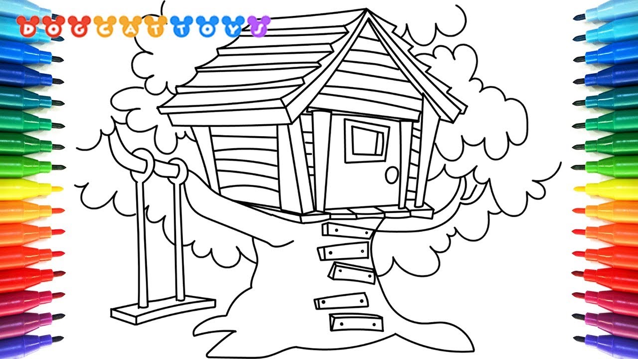 How to draw a treehouse coloring pages drawing coloring art for kids