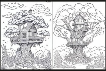 Treehouse coloring pages set by think n teach tpt