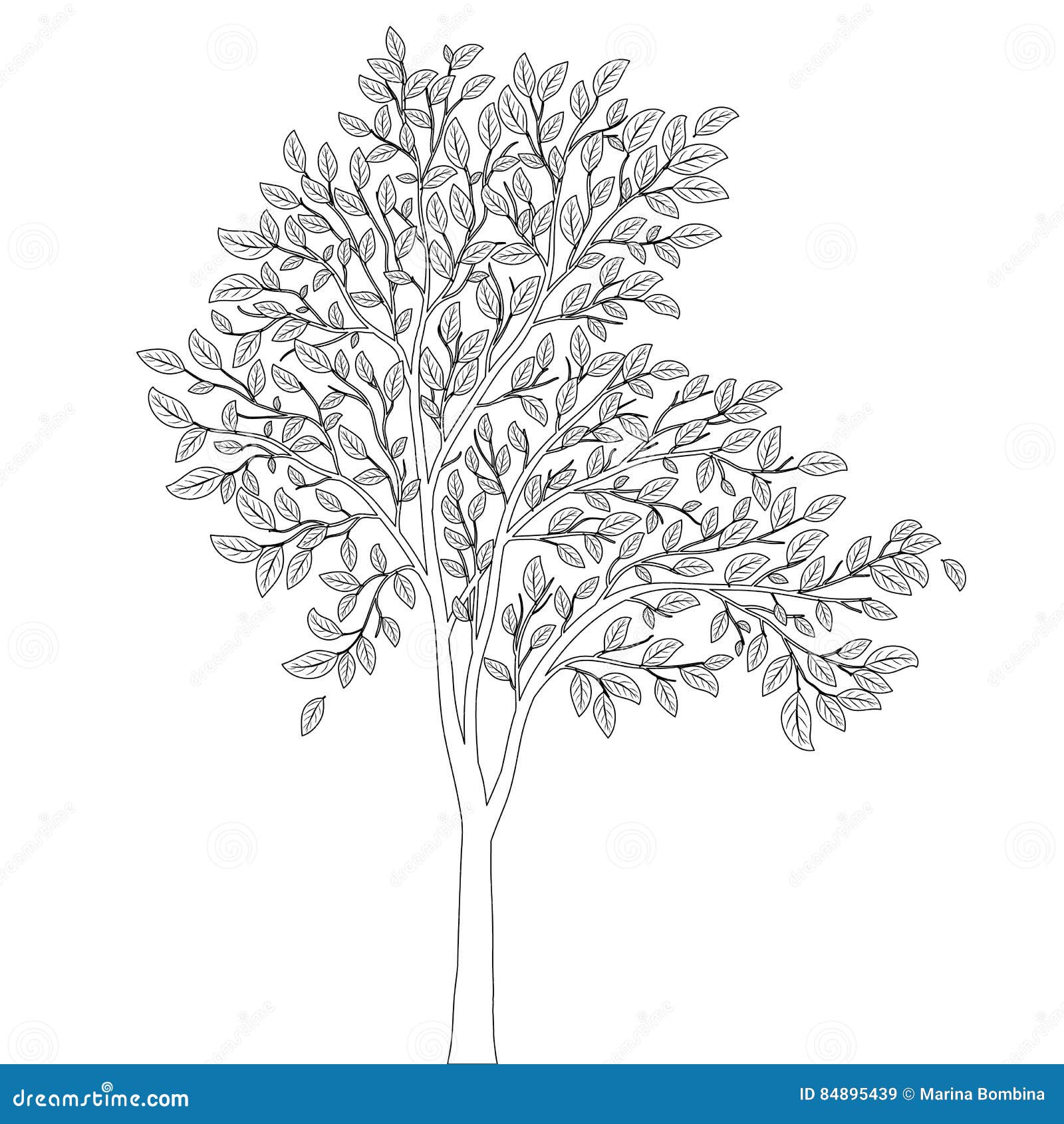 Tree with leaves for coloring book page vector stock vector