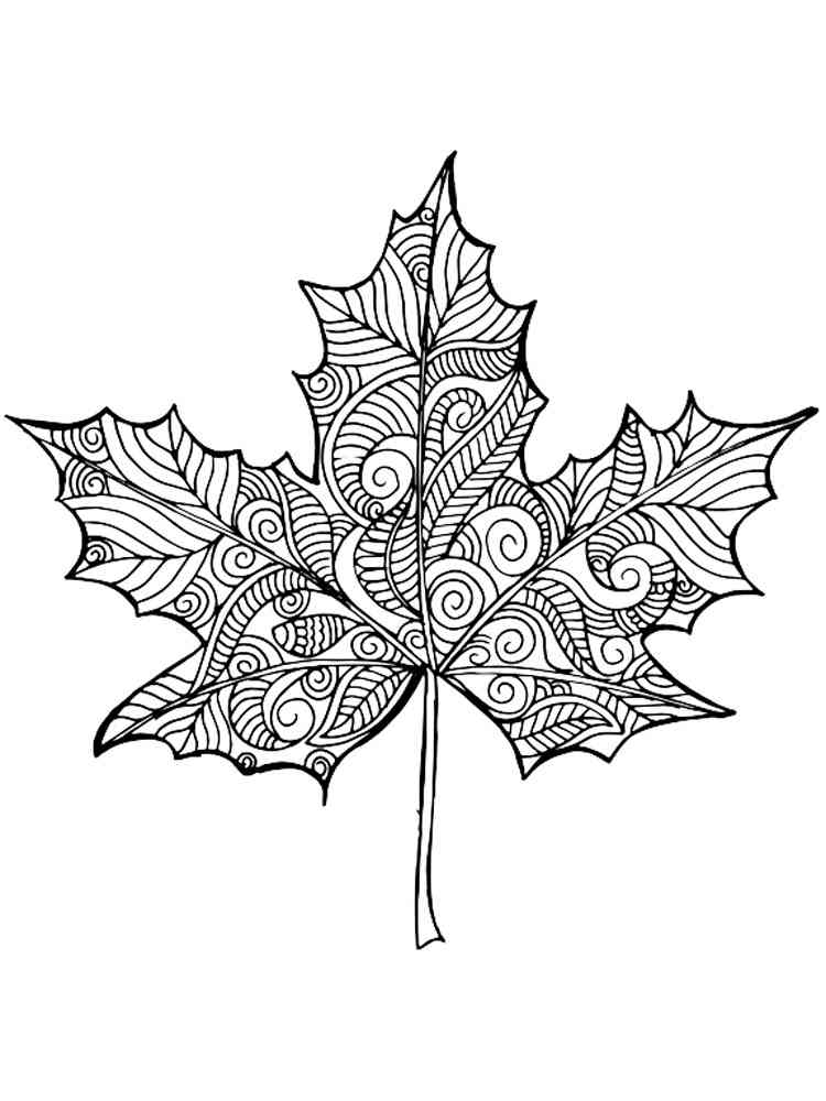 Leaves coloring pages for adults