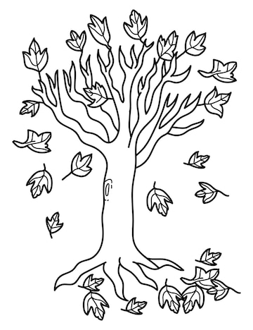 Premium vector tree coloring page black and white illustration vector line art