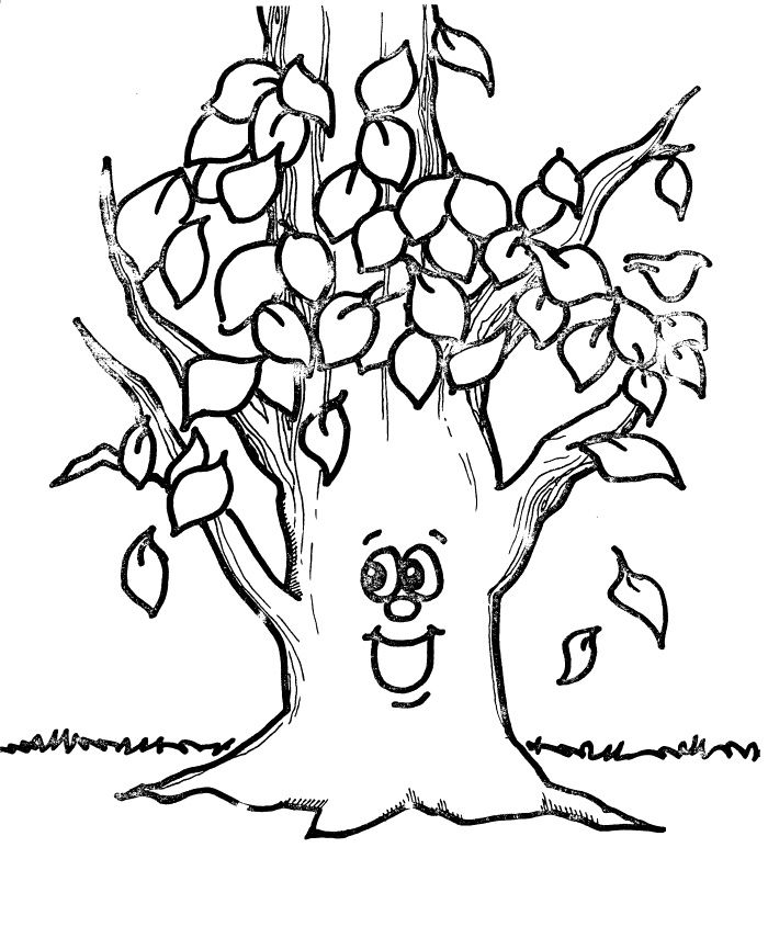 Tree leaves fall coloring pages