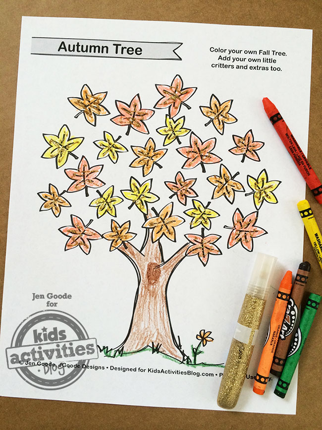 Free fall tree coloring page to celebrate autumn colors kids activities blog