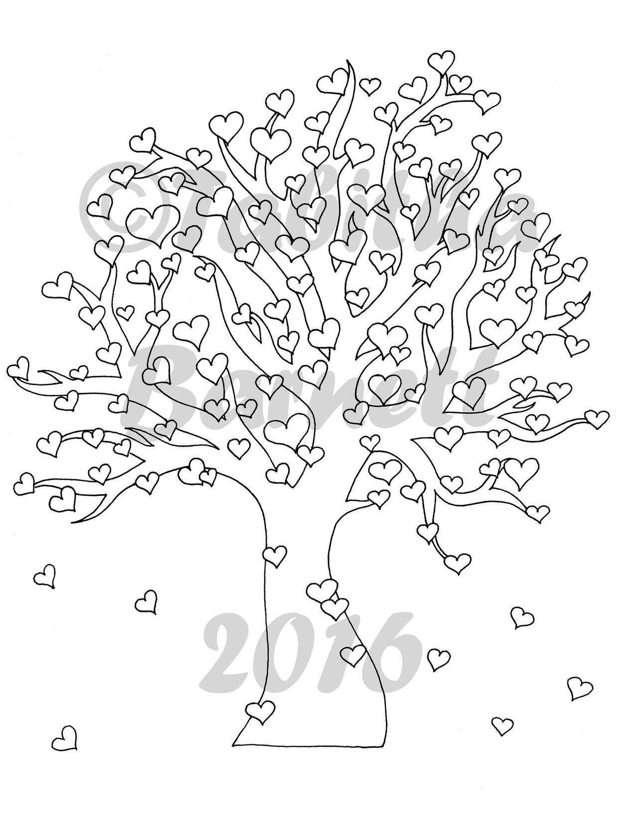 Heart tree coloring page jpg