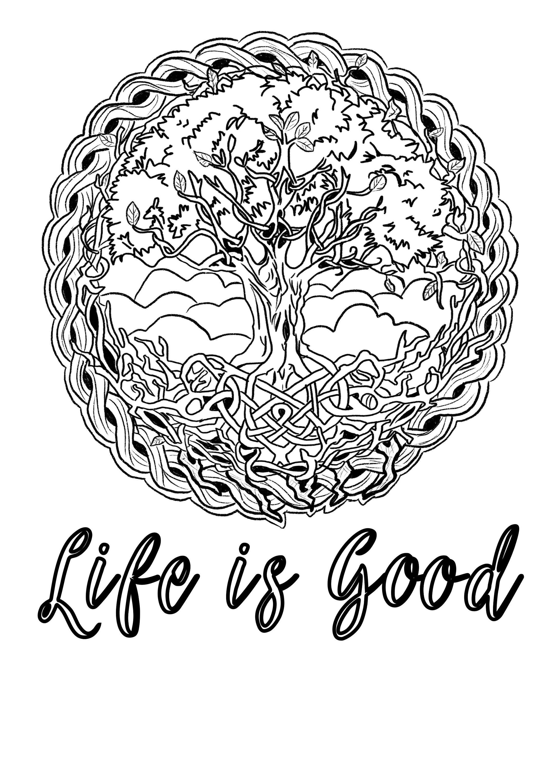 Adult coloring page tree of life celtic design