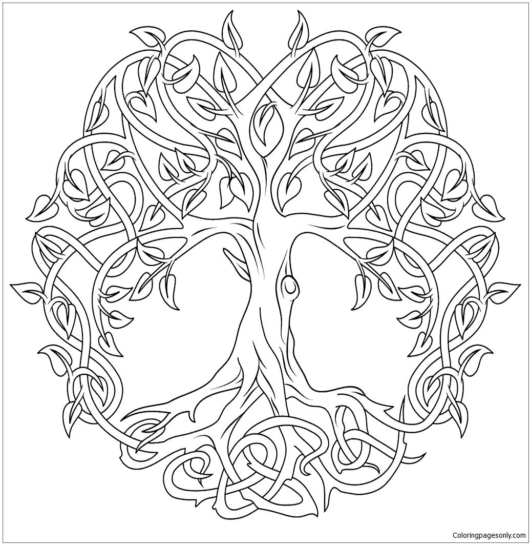 Celtic tree of life coloring page