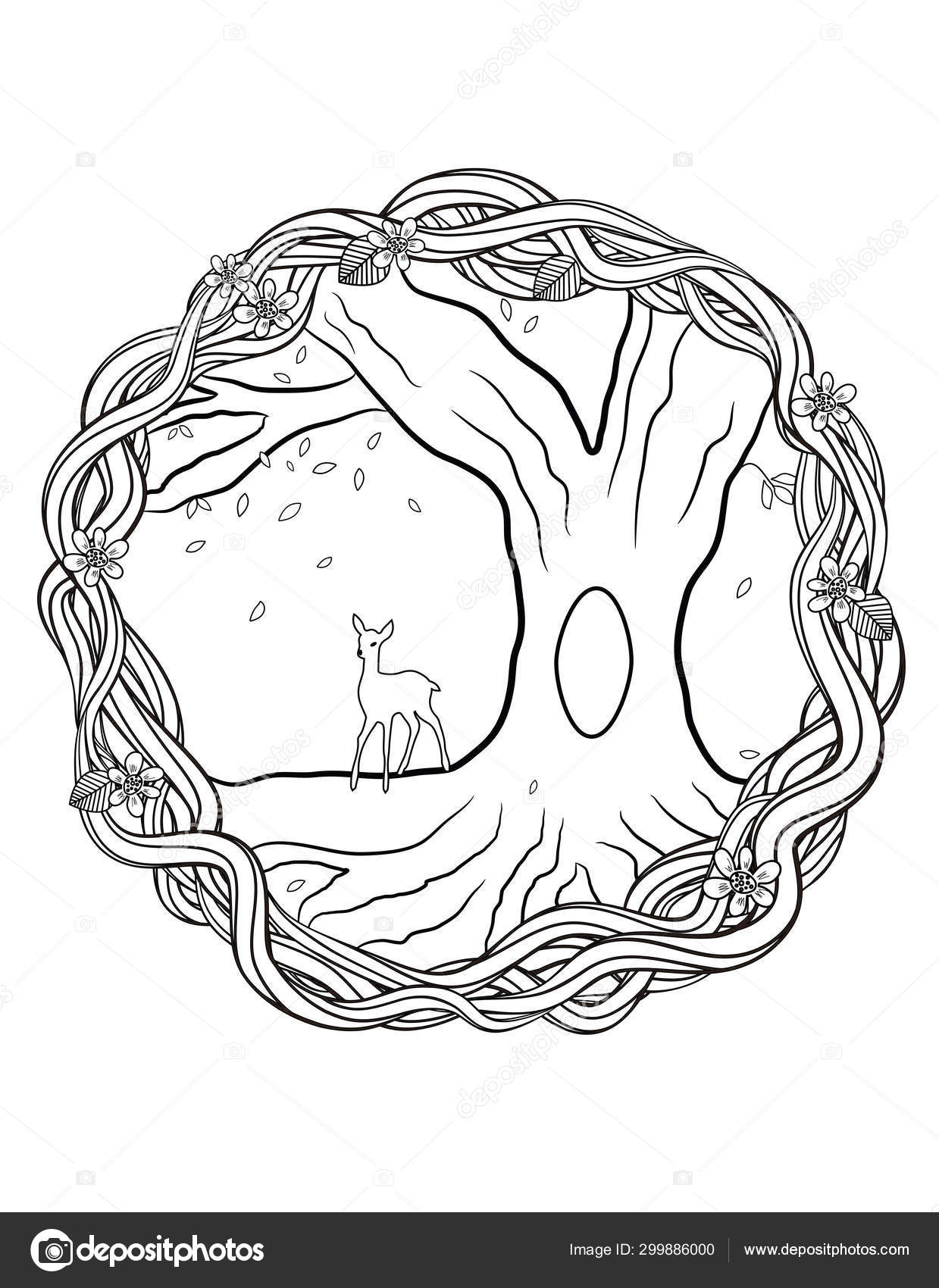 Tree life coloring page stock illustration by smk