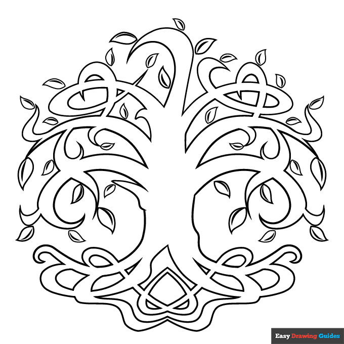 Tree of life coloring page easy drawing guides