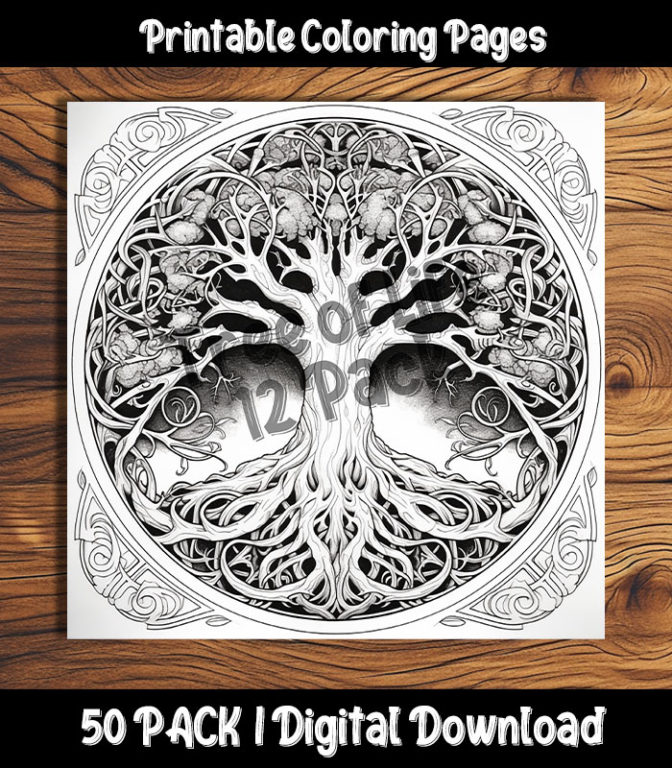 Tree of life coloring pages pack happy colorist