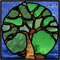 Very abstract color tree of life pattern for stained glass