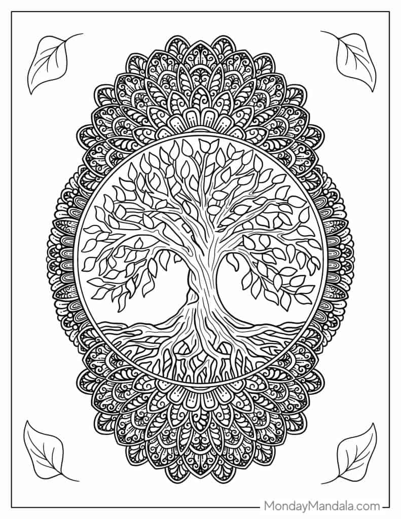 Tree coloring pages free pdf printables