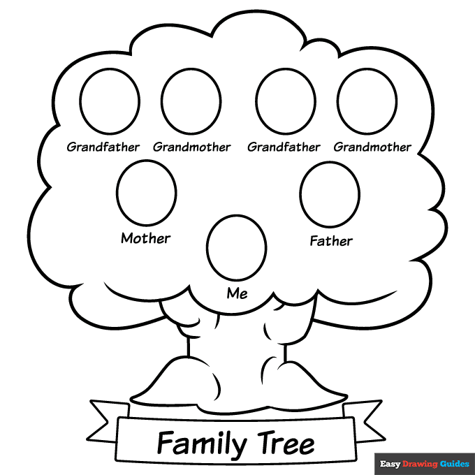 Family tree coloring page easy drawing guides