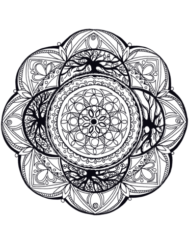 Manada with tree of life coloring page free printable coloring pages