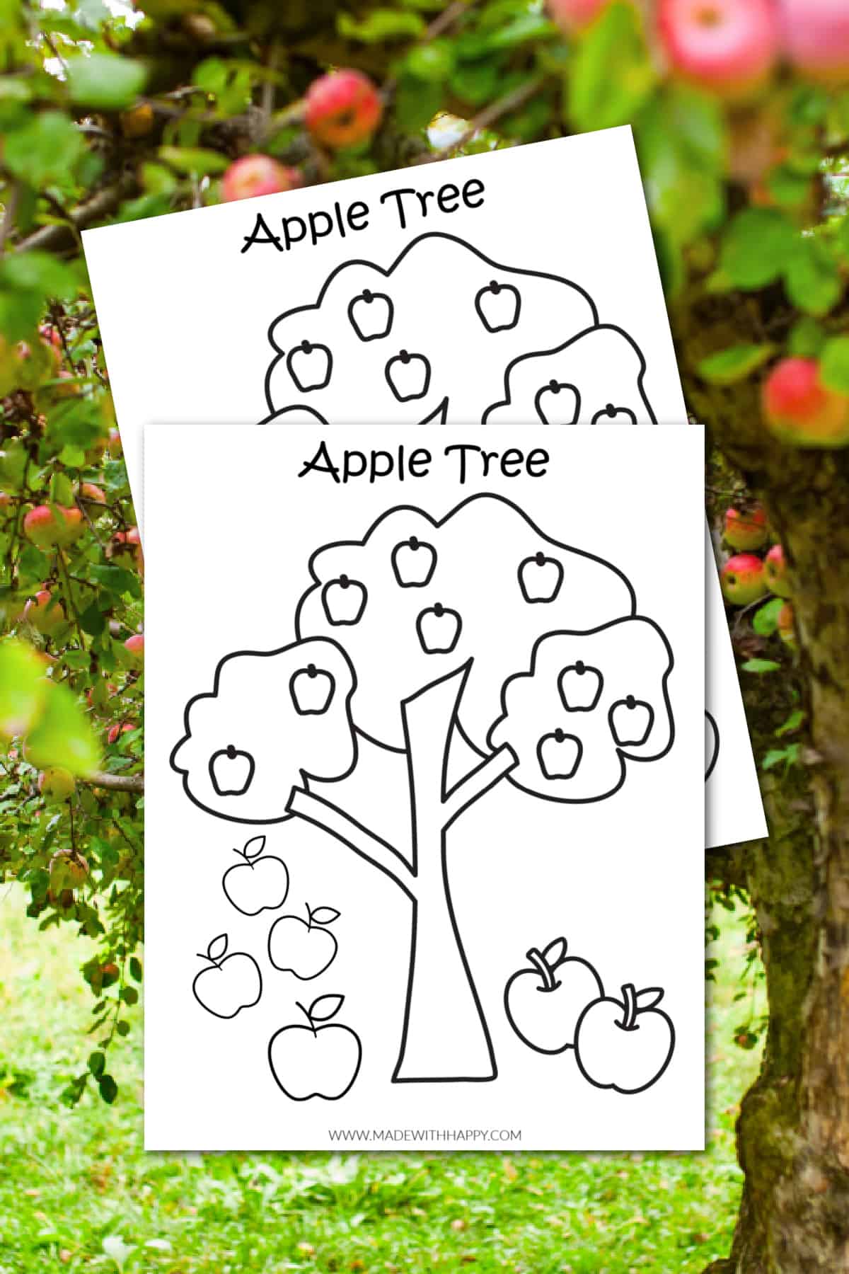 Free printable apple tree coloring page