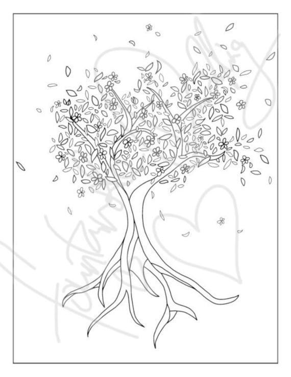 Cherry blossom tree printable coloring page