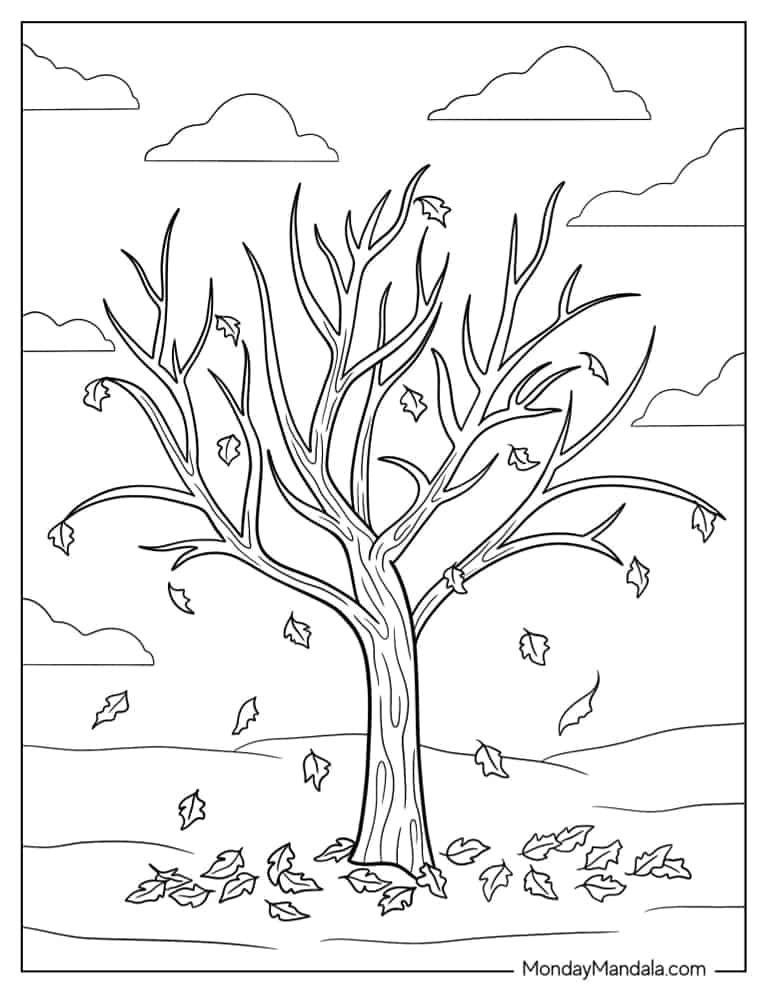 Fall leaves coloring pages free pdf printables