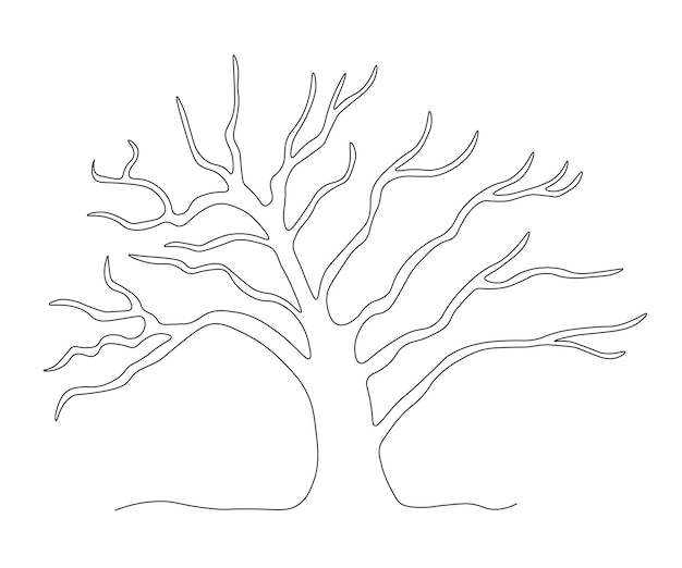 Premium vector abstract sprawling tree without leaves oak continuous one line drawing