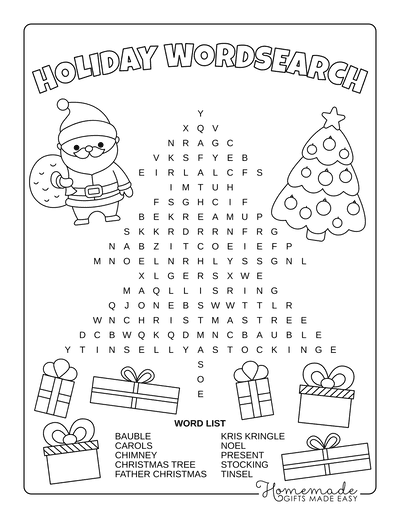 Best free printable christmas word search puzzles for kids