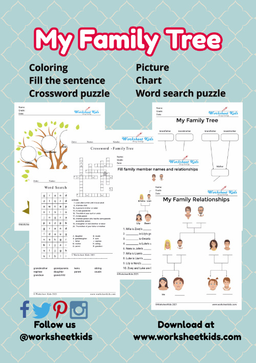 Family tree worksheets for kids free printables fun activities