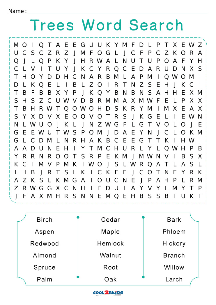 Printable trees word search