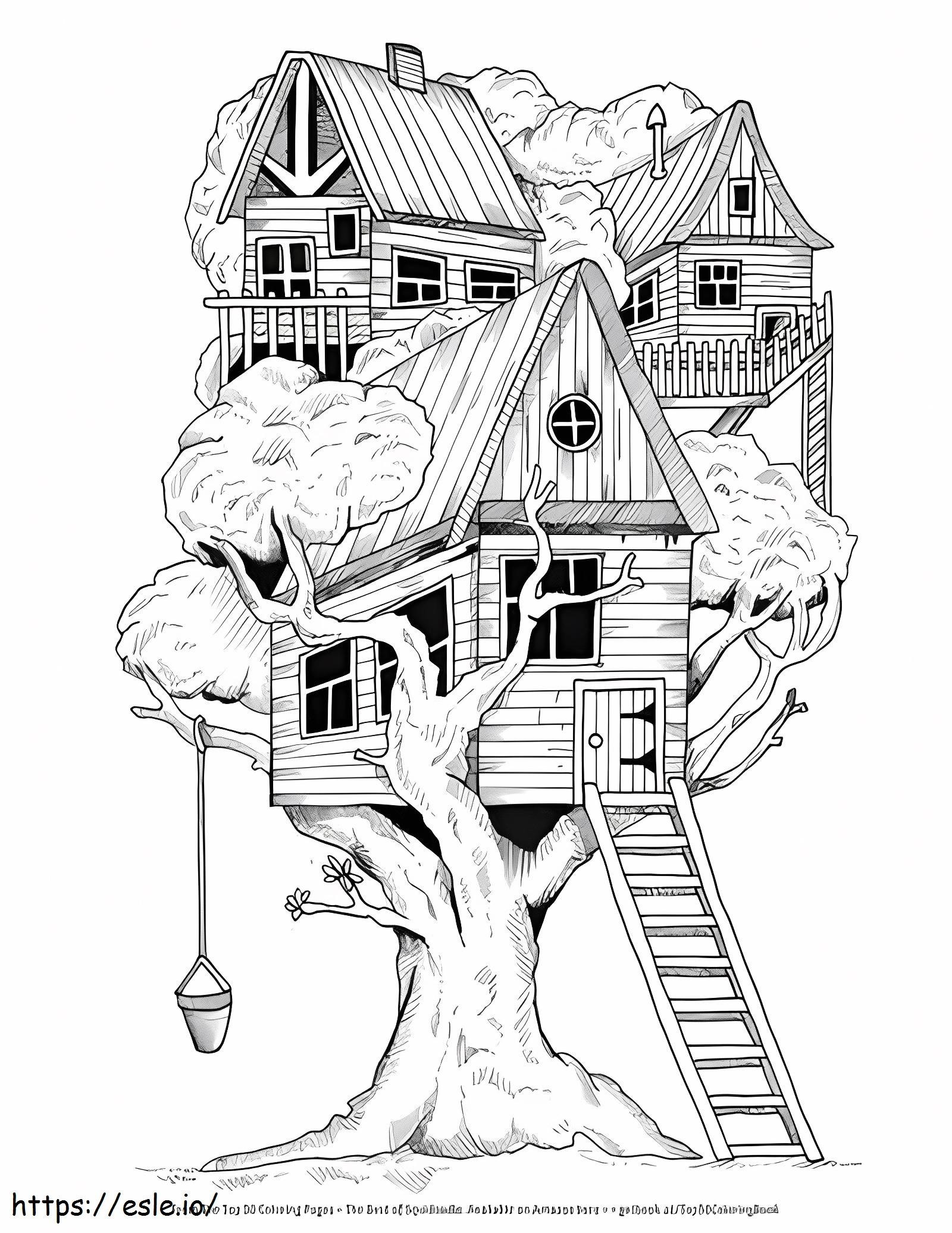 Tree house a coloring page