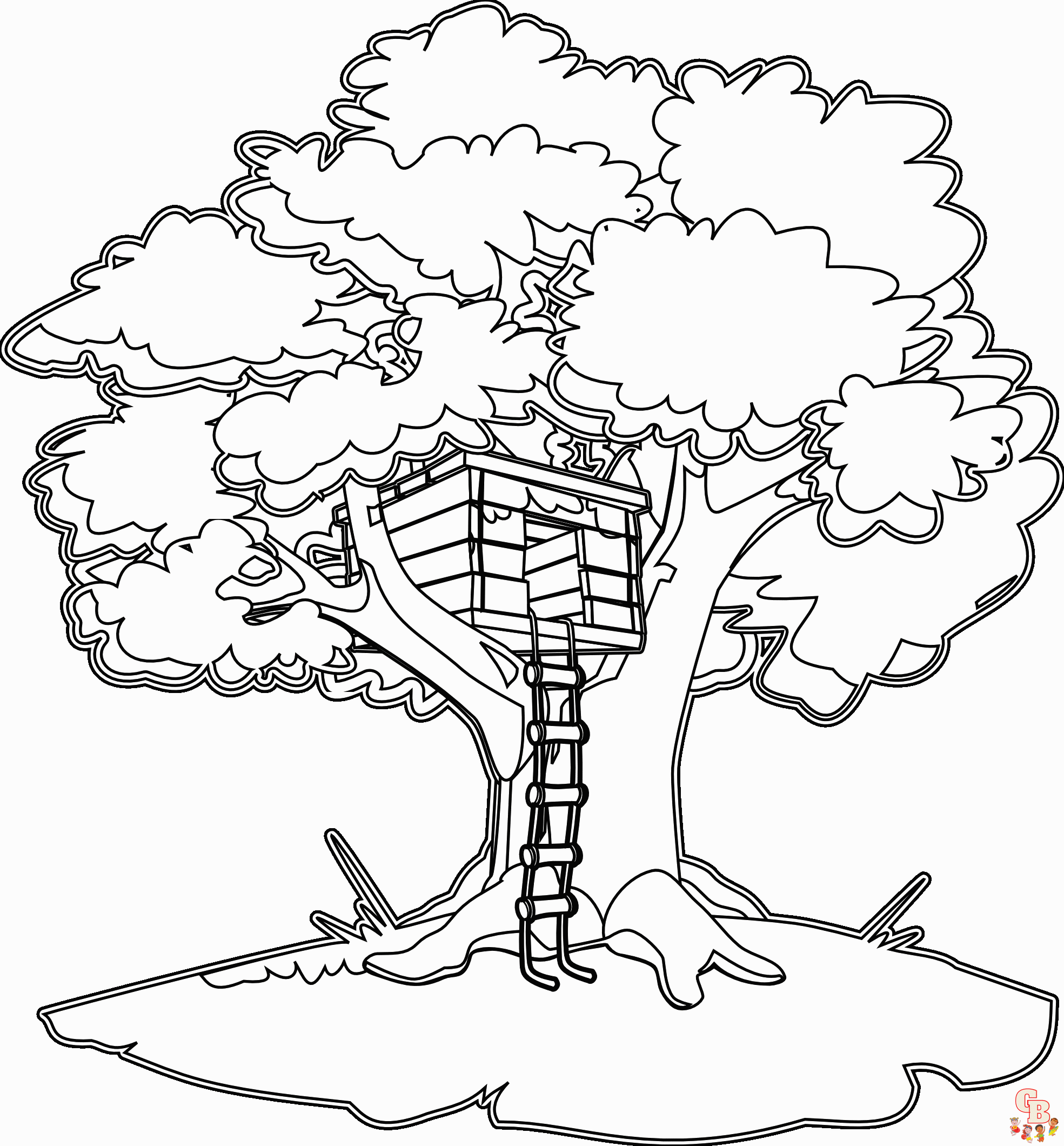 Get creative with tree house coloring pages for kids