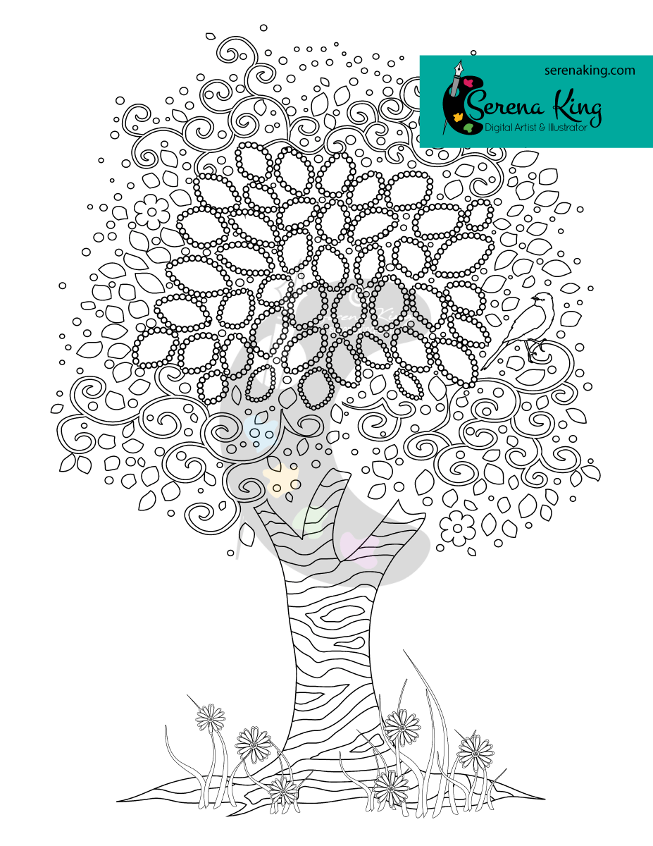 Enchanted tree coloring page â serena king