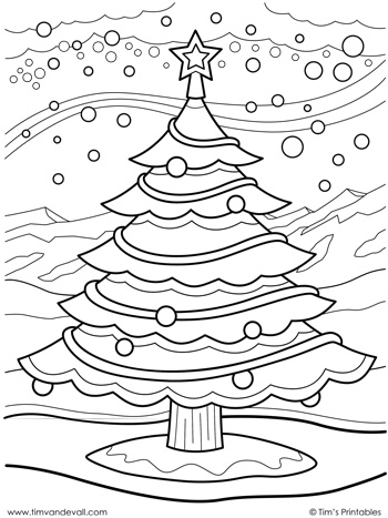 Christmas tree coloring page â tims printables