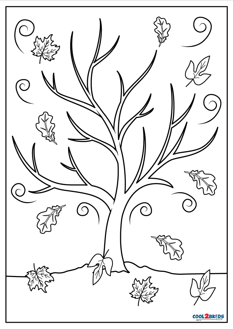 Free printable fall tree coloring pages for kids