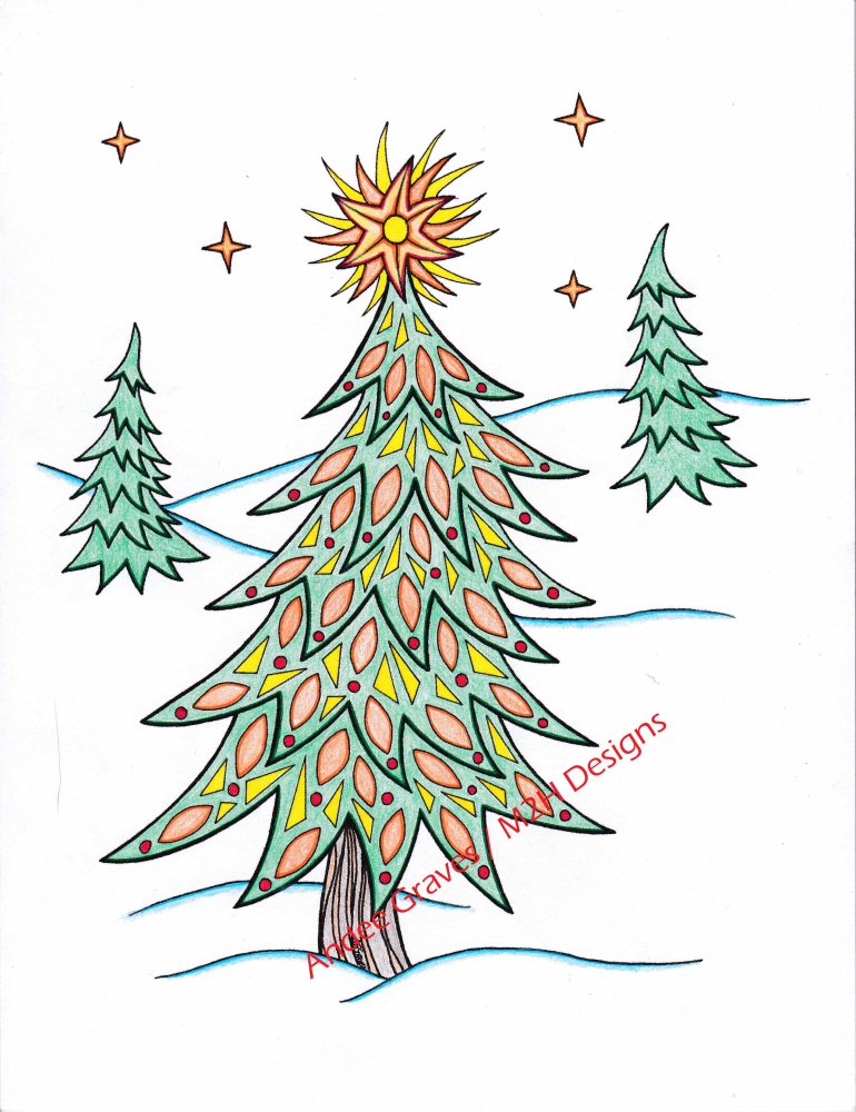 Christmas tree coloring page â