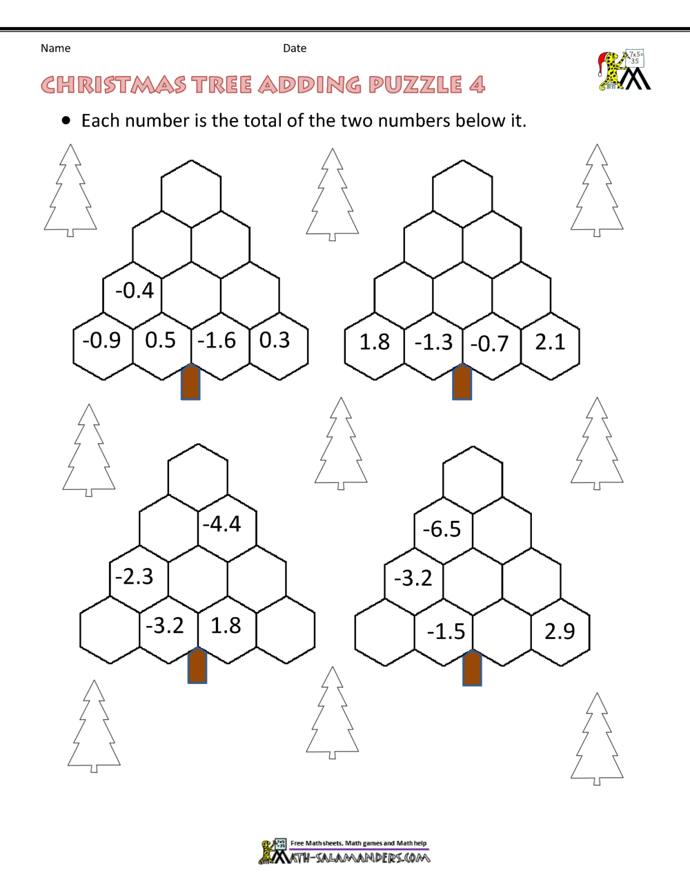 Christmas math worksheets harder