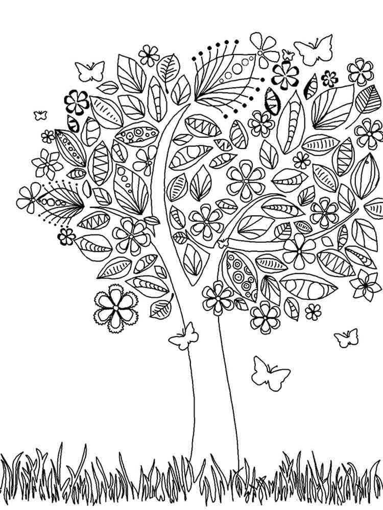 Tree coloring pages for adults