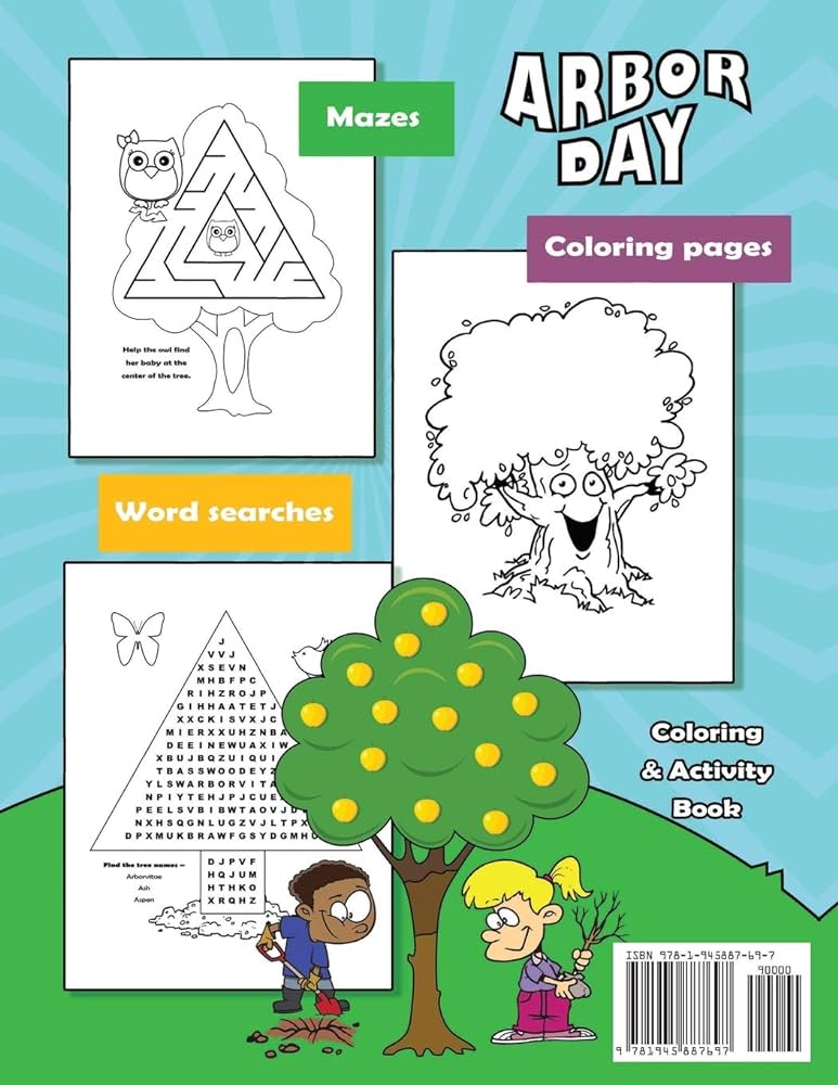 Arbor day coloring activity book mazes coloring pages word search puzzles by big blue world books
