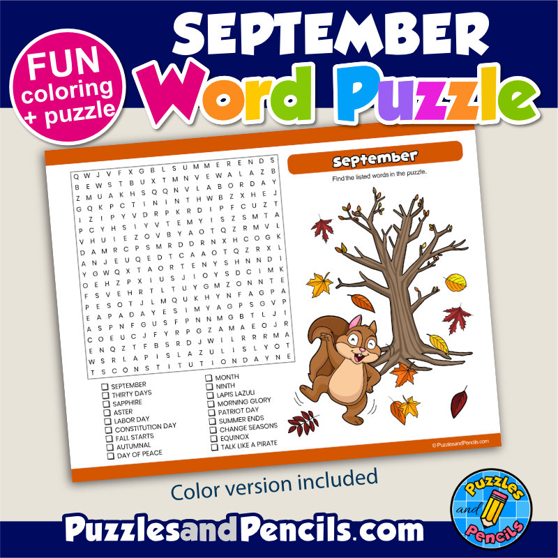 September word search puzzle activity page and coloring september wordsearch made by teachers