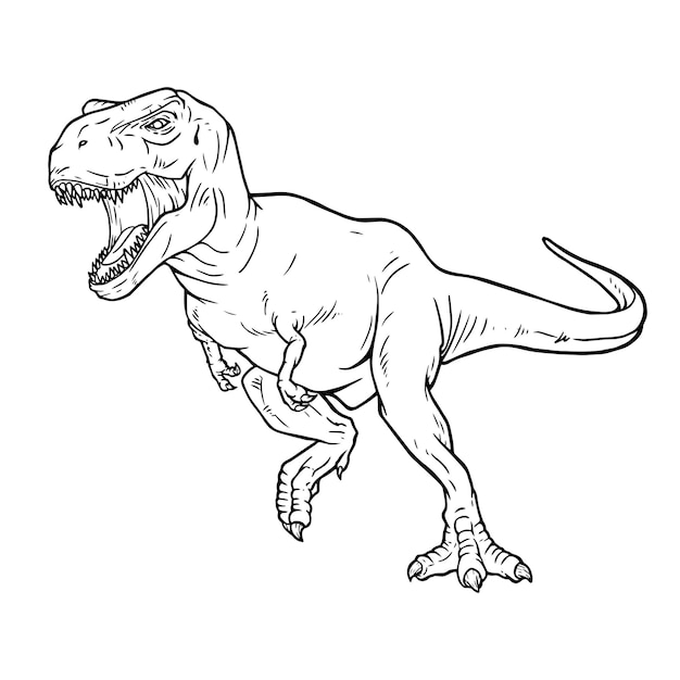Premium vector illustration of tyrannosaurus rex black and white silhouette trex coloring page