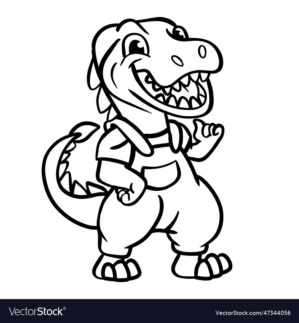 Funny cute t rex kids coloring pages royalty free vector