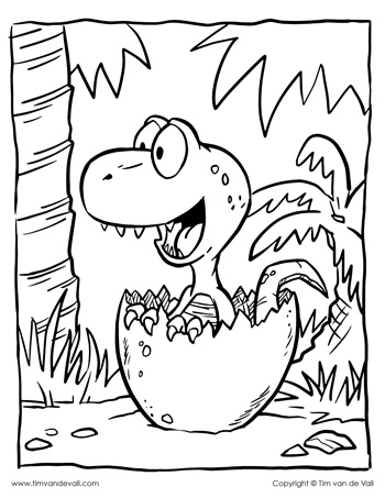 Baby t rex coloring page â tims printables