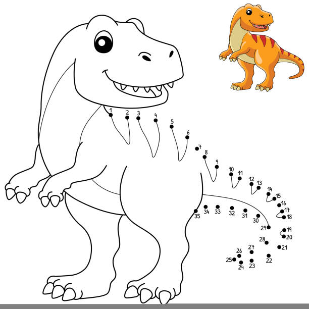 T rex coloring pages stock illustrations royalty