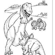 Tyrannosaurus fighting with triceratops coloring pages